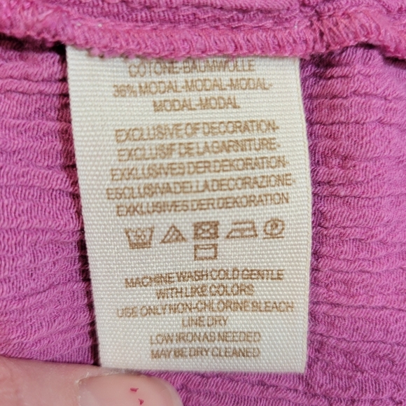 Free People (Women's Large) Summer Stars Pink Cotton Modal Button Down Shirt - Picture 7 of 8